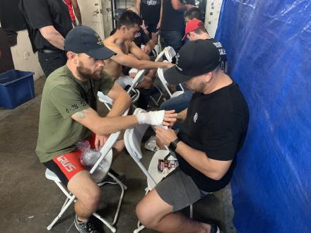 Eric England getting wrapped up