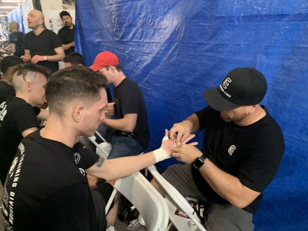 Josh Vogelsang getting wrapped up