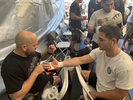 RJ Draper getting wrapped up