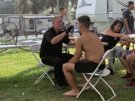 RJ doing his medical check