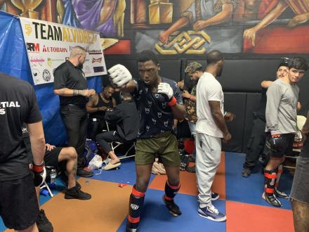 Raja Jackson warming up for his MMA debut