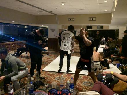 Josh Jones warming up