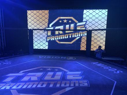 The cage and big screen