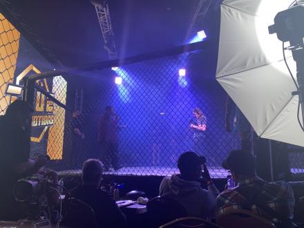 Cage view from the commentary booth