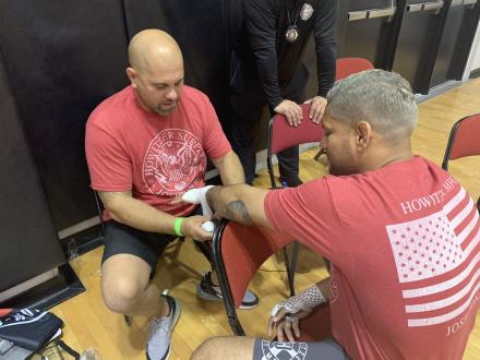 Josh Jones getting wrapped up