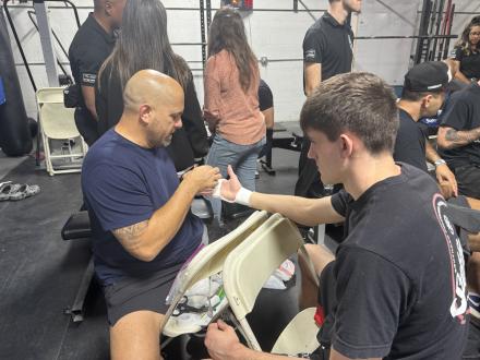 Maxime getting wrapped up