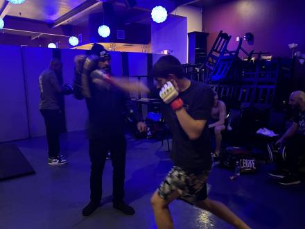 Gabe warming up Maxime