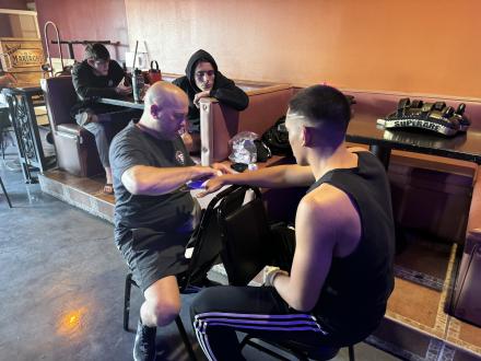 Erick getting wrapped up