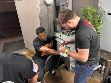 Kam getting wrapped up