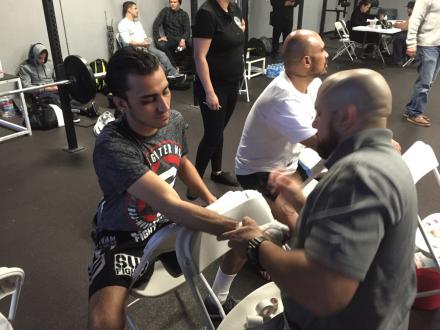 Brandon getting wrapped up