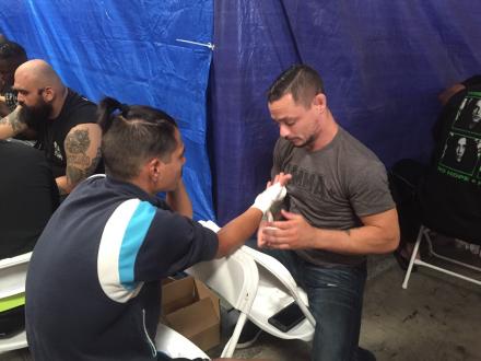 Chad George wrapping his fighter up