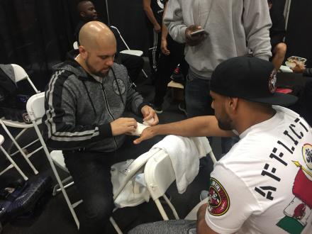 Josh Jones getting wrapped up