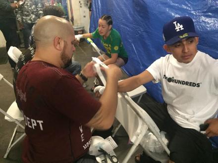 Marc getting wrapped up