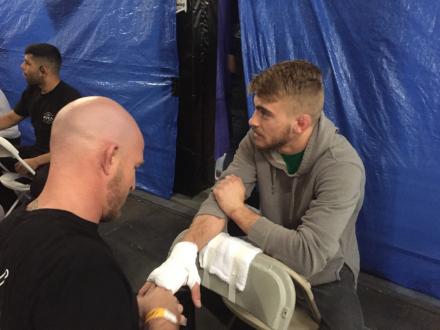 Geoff Mellor getting wrapped up