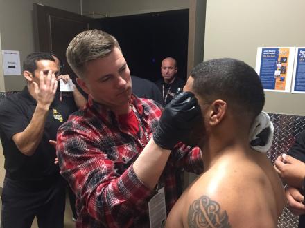 Josh getting greased pre-fight