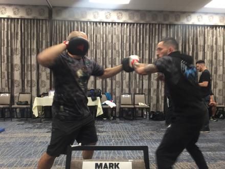 Mark warming up for his fight