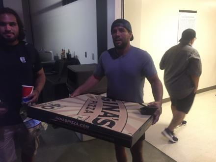 Josh is fighting in 3 weeks and won a giant pizza in a raffle, lololol