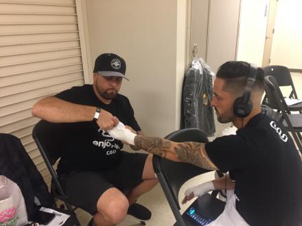 Mark getting wrapped up