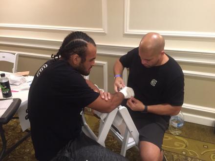 Gabe getting wrapped up